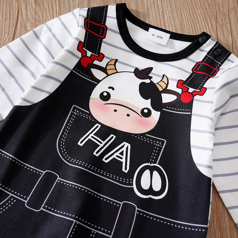 Vêtements pour bébé, imprimé vache de dessin animé mignon, confortable et doux, combinaison pour garçons et filles de 0 à 18 ans, printemps et automne, manches longues MAEJORKEN