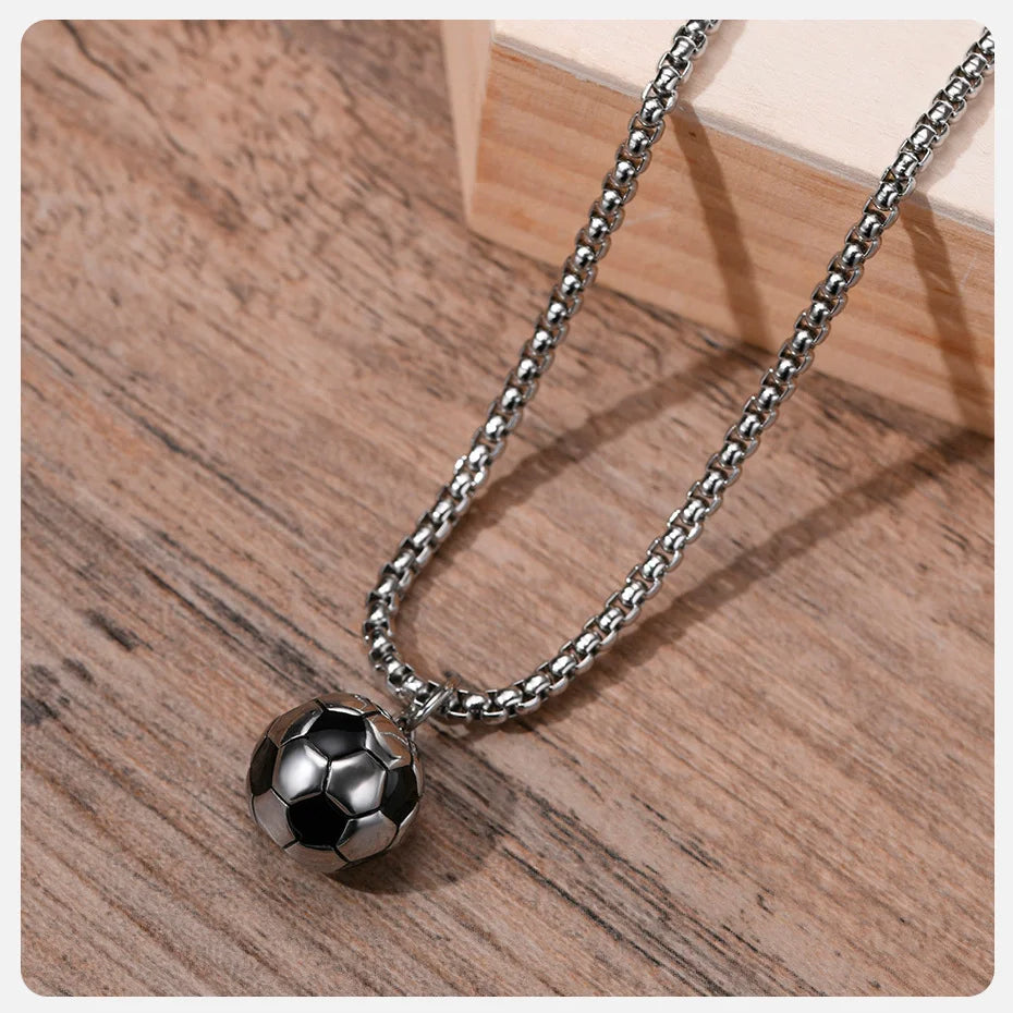 Vnox – colliers de Football 3D pour hommes, pendentifs Scoocer décontractés en acier inoxydable massif, cadeaux pour amoureux du sport pour garçons MAEJORKEN