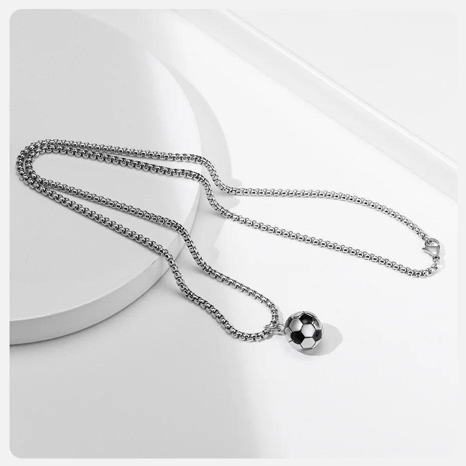 Vnox – colliers de Football 3D pour hommes, pendentifs Scoocer décontractés en acier inoxydable massif, cadeaux pour amoureux du sport pour garçons MAEJORKEN