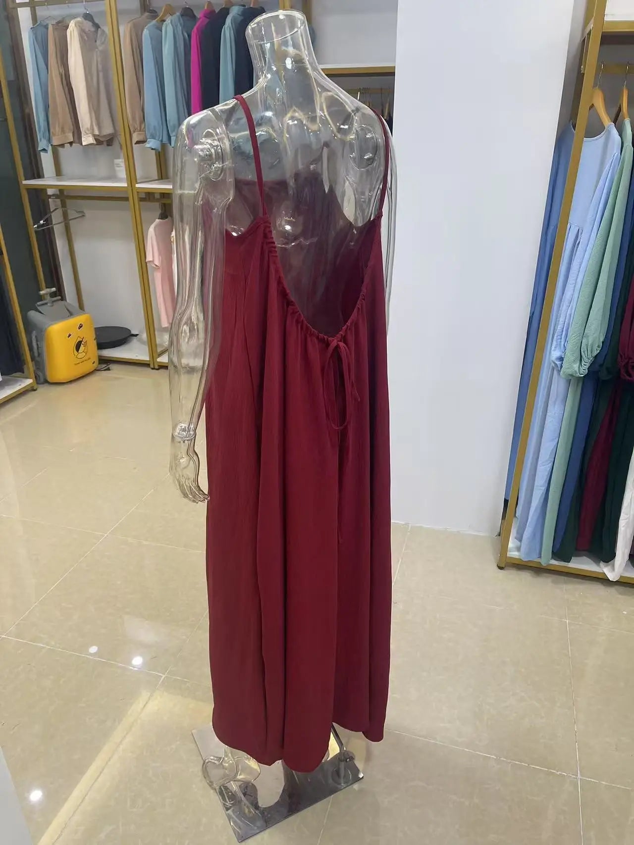 Nouvelle arrivée : Robe longue décontractée sans bretelles ni dos pour femme, confortable pour la maison et la nuit MAEJORKEN