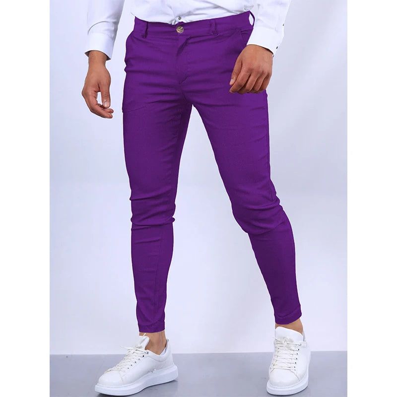 Pantalon Slim couleur unie du S au 3XL