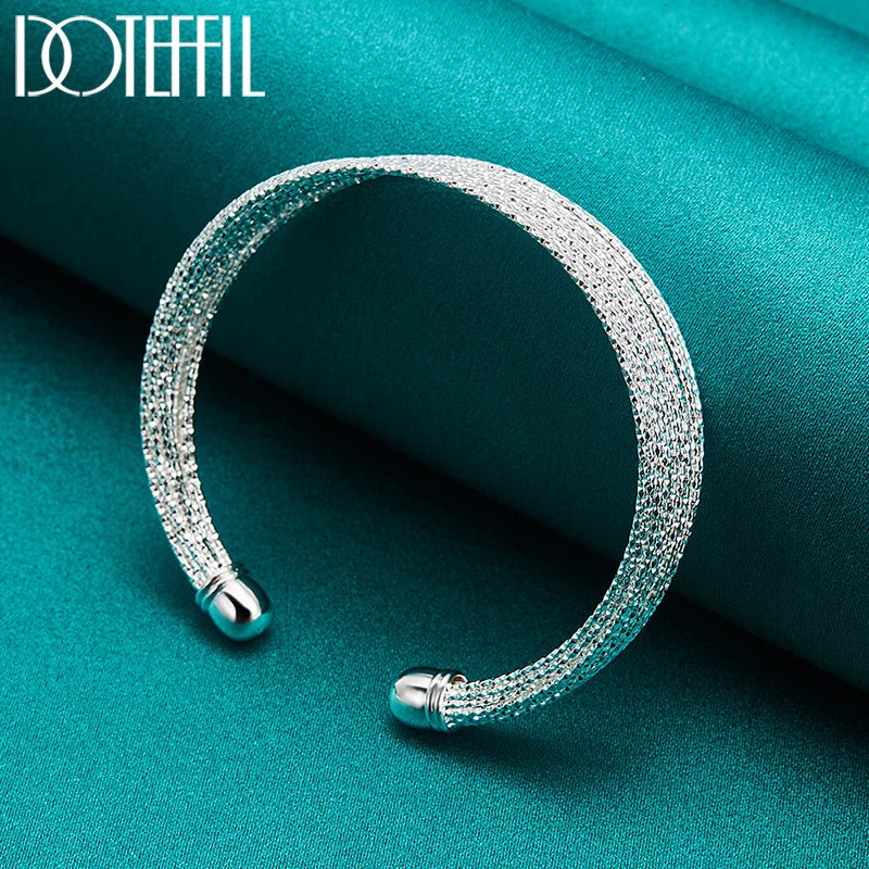 DOTEFFIL 925 en argent Sterling grand Bracelet lisse réticulé pour femme homme bijoux de fiançailles de mariage MAEJORKEN