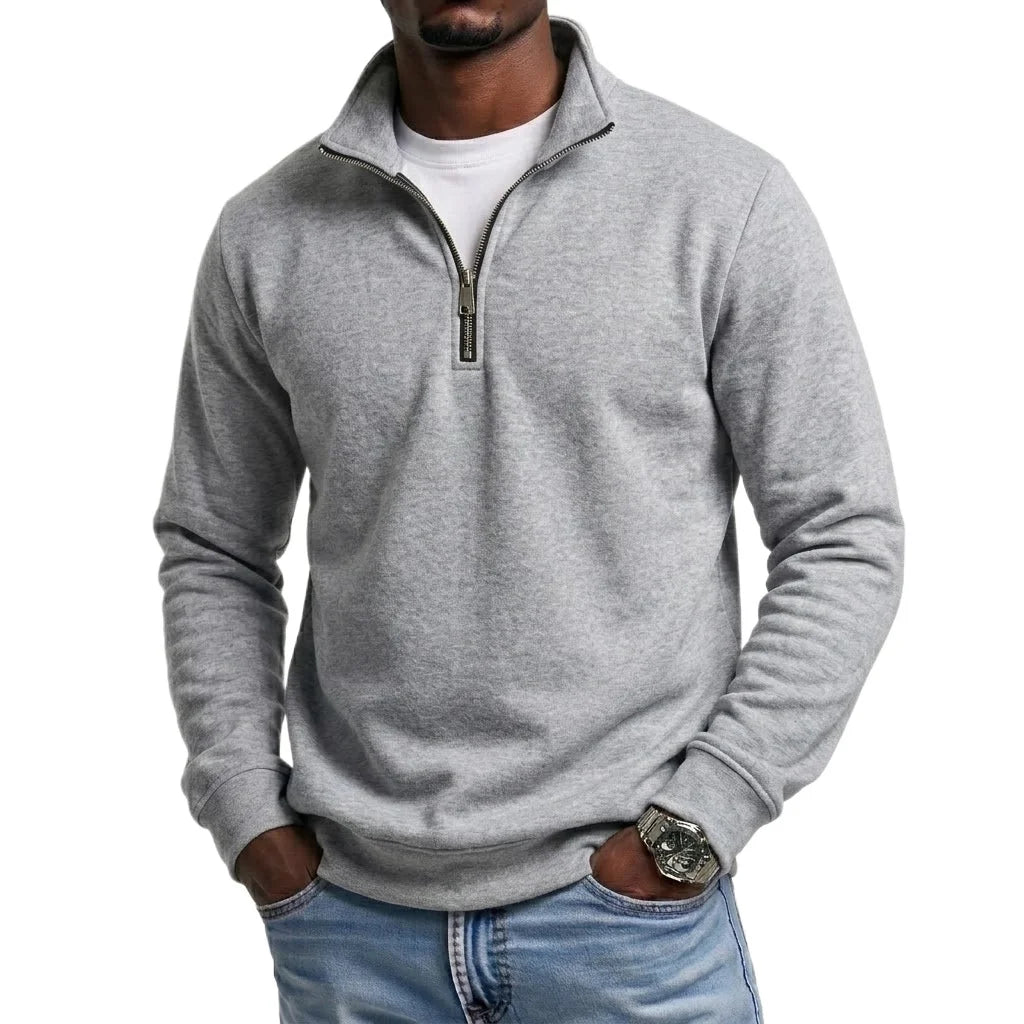 Sweat-shirt à fermeture éclair pour homme, idéal pour le sport et les activités de plein air, avec capuche et demi-zip, collection printemps-automne, couleur unie MAEJORKEN
