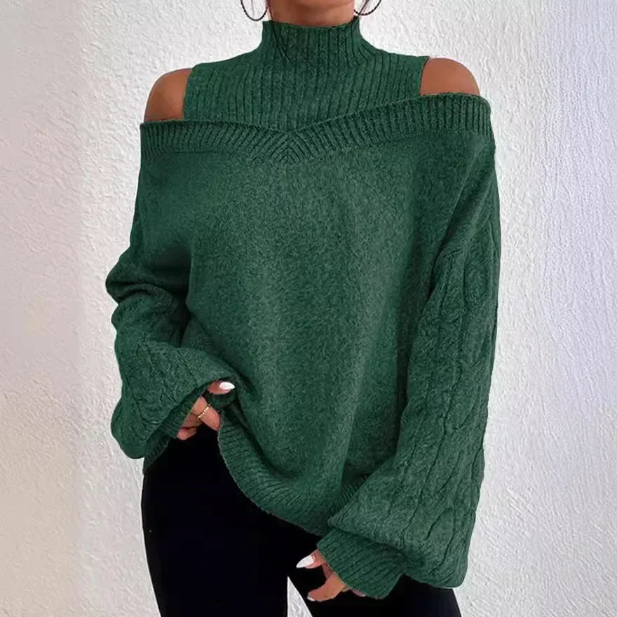 Pull semi - col roulé pour femme