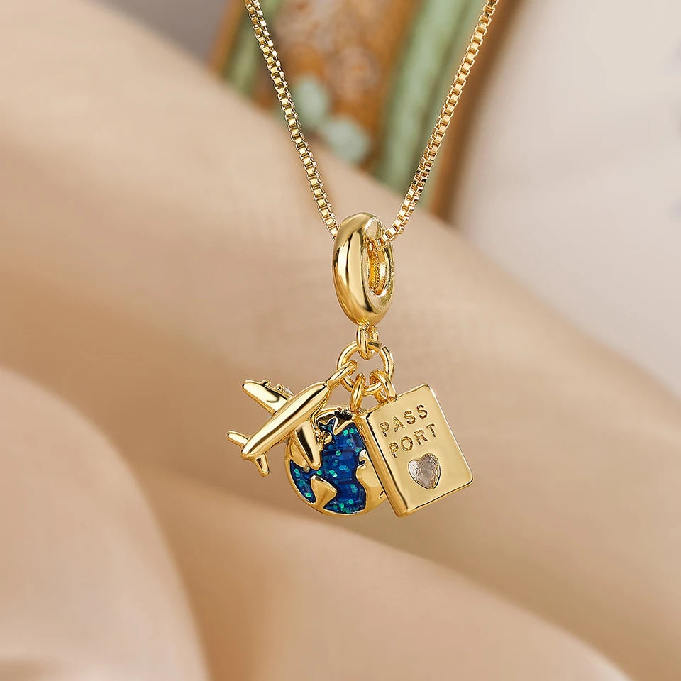 Collier de la série Star Series en acier au titane pour femme, pendentif planète lune et astronome, colliers de la présidence, cadeaux de bijoux, document doré, luxe abordable MAEJORKEN