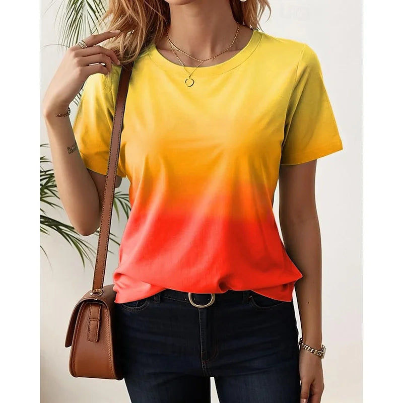 T-shirt manches courtes col rond femme, estival et confortable