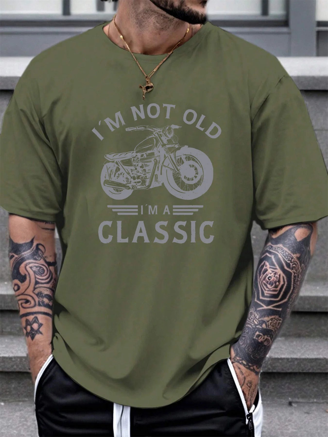 T-shirt à manches courtes et col rond pour hommes, 100% pur coton, décontracté, ample, modèle de voiture classique, imprimé, sport, été MAEJORKEN