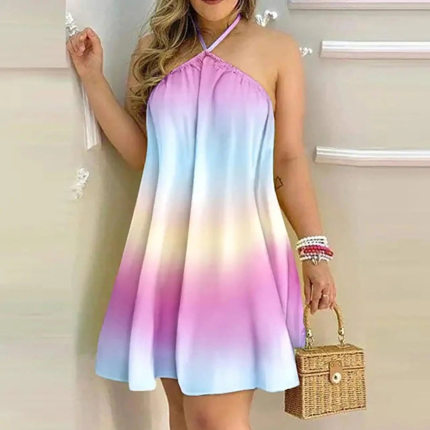 Mini robe dos nu à imprimé floral pour femmes, robes grande taille, robe courte dos nu, robe d'été de plage sexy, 2023 MAEJORKEN