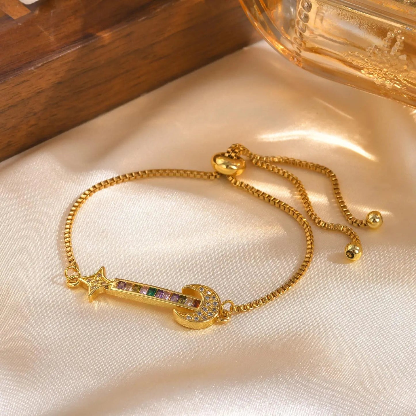 Zcomprend-Bracelet coeur en pierre colorée pour femme, lune, étoile, boîte réglable, bijoux JOWristband, cadeau pour petite amie, jour de Léon MAEJORKEN