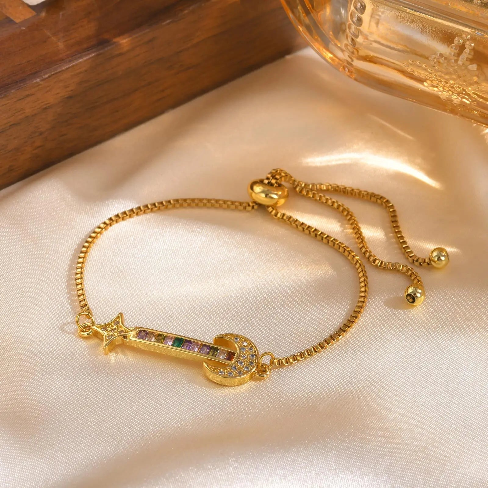 Zcomprend-Bracelet coeur en pierre colorée pour femme, lune, étoile, boîte réglable, bijoux JOWristband, cadeau pour petite amie, jour de Léon MAEJORKEN