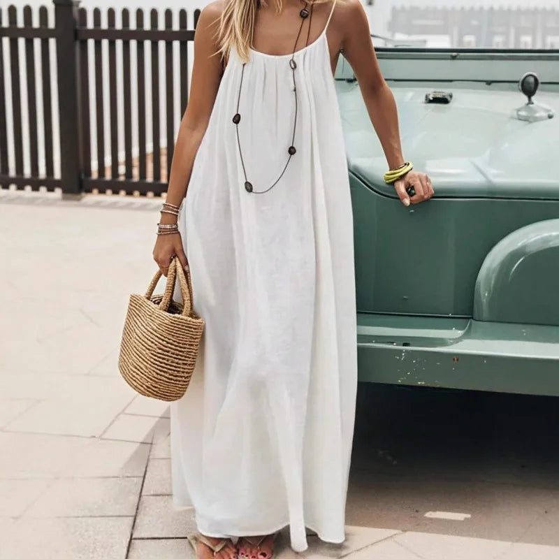 Nouvelle arrivée : Robe longue décontractée sans bretelles ni dos pour femme, confortable pour la maison et la nuit MAEJORKEN