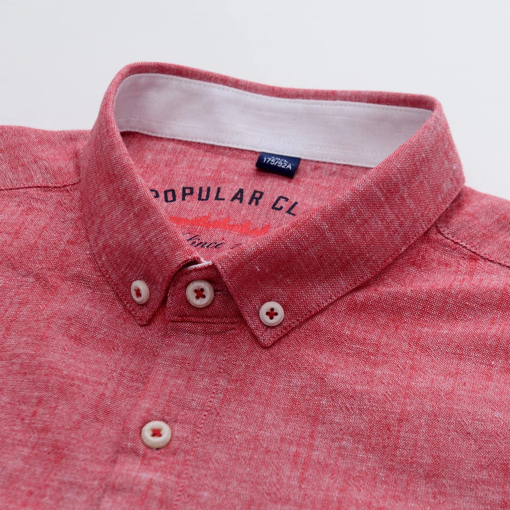 Chemise habillée à col boutonné pour hommes, mélange de coton et de lin respirant, manches longues, coupe cintrée, printemps été décontracté Chic MAEJORKEN
