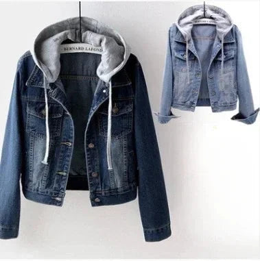 Femmes Denim manteau à capuche simple boutonnage bouton vestes à capuche Patchwork vêtements d'extérieur Cardigan poches solides Streetwear chaud MAEJORKEN