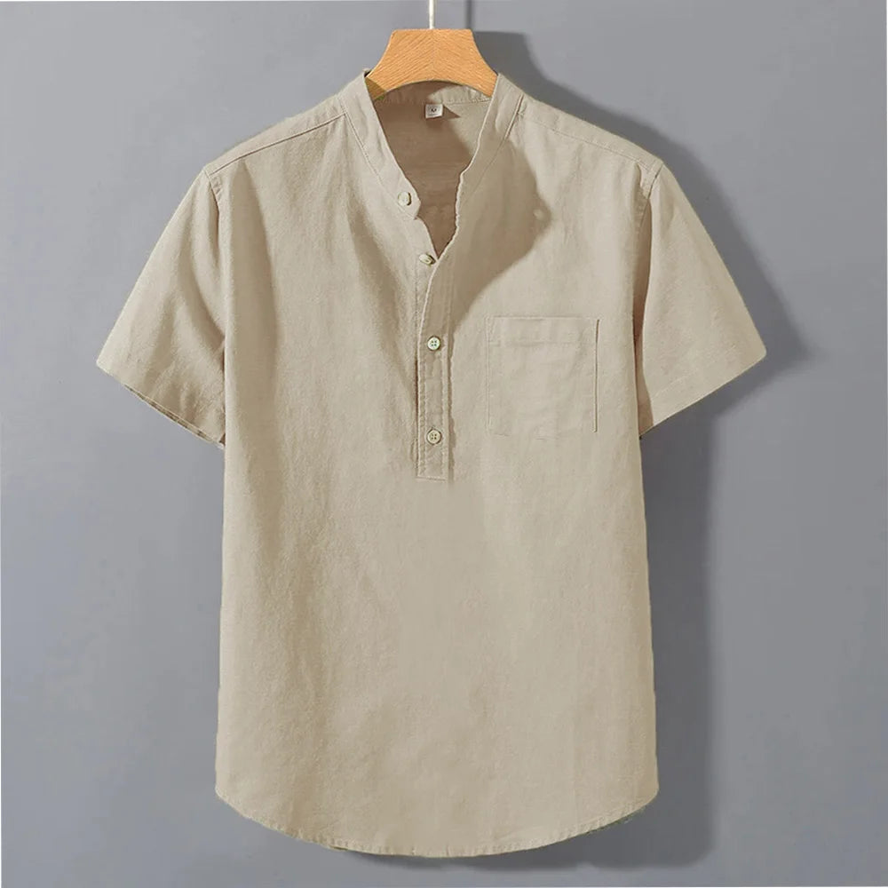 T-shirt d'été à manches courtes pour hommes, couleur unie, Design de poche, chemises à boutons, vêtements quotidiens de rue, Style Simple et confortable MAEJORKEN