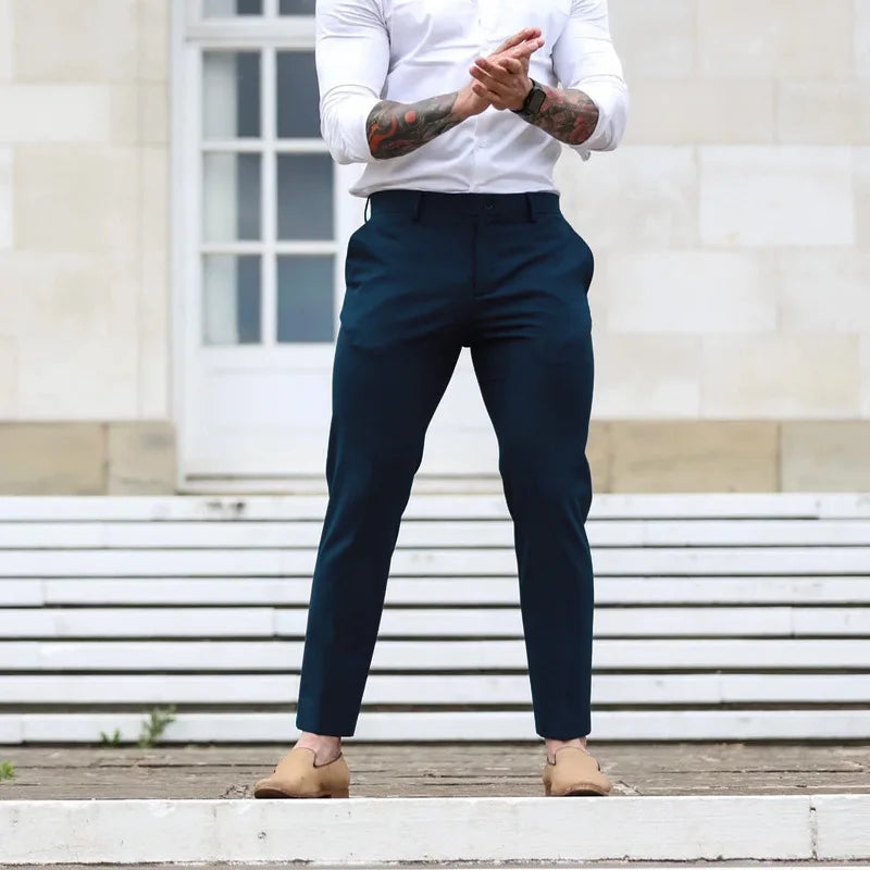 Pantalon Slim couleur unie du S au 3XL