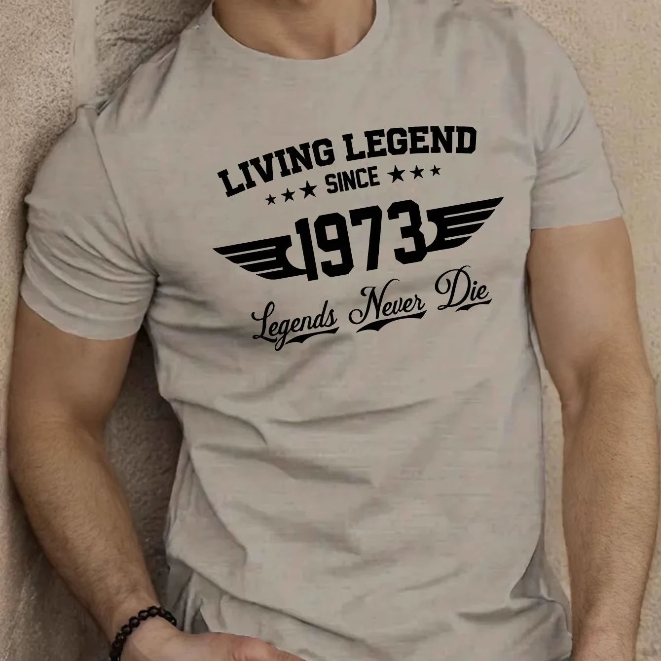 Été hommes 100 coton décontracté ample grande taille depuis 1973 motif imprimé sport confortable col rond à manches courtes T-shirt MAEJORKEN