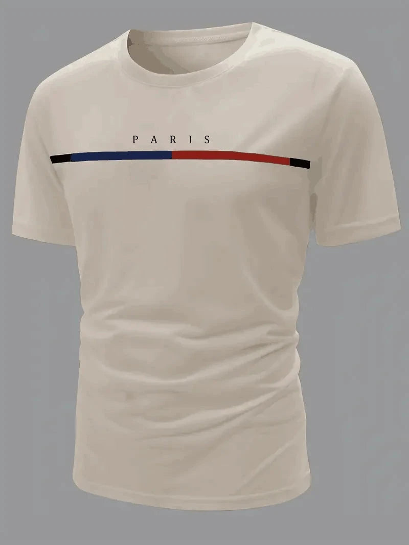 T-shirt confortable pour hommes, T-shirt à motif imprimé sur le thème de Paris, vêtements d'été pour hommes, vêtements pour hommes MAEJORKEN