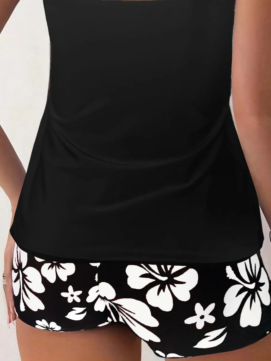 Maillot de bain en Polyester pour femmes, imprimé conservateur, séchage rapide, bas de Bikini, taille haute, motif Floral, Triangle, culotte transfrontalière, nouvelle collection 2025 MAEJORKEN