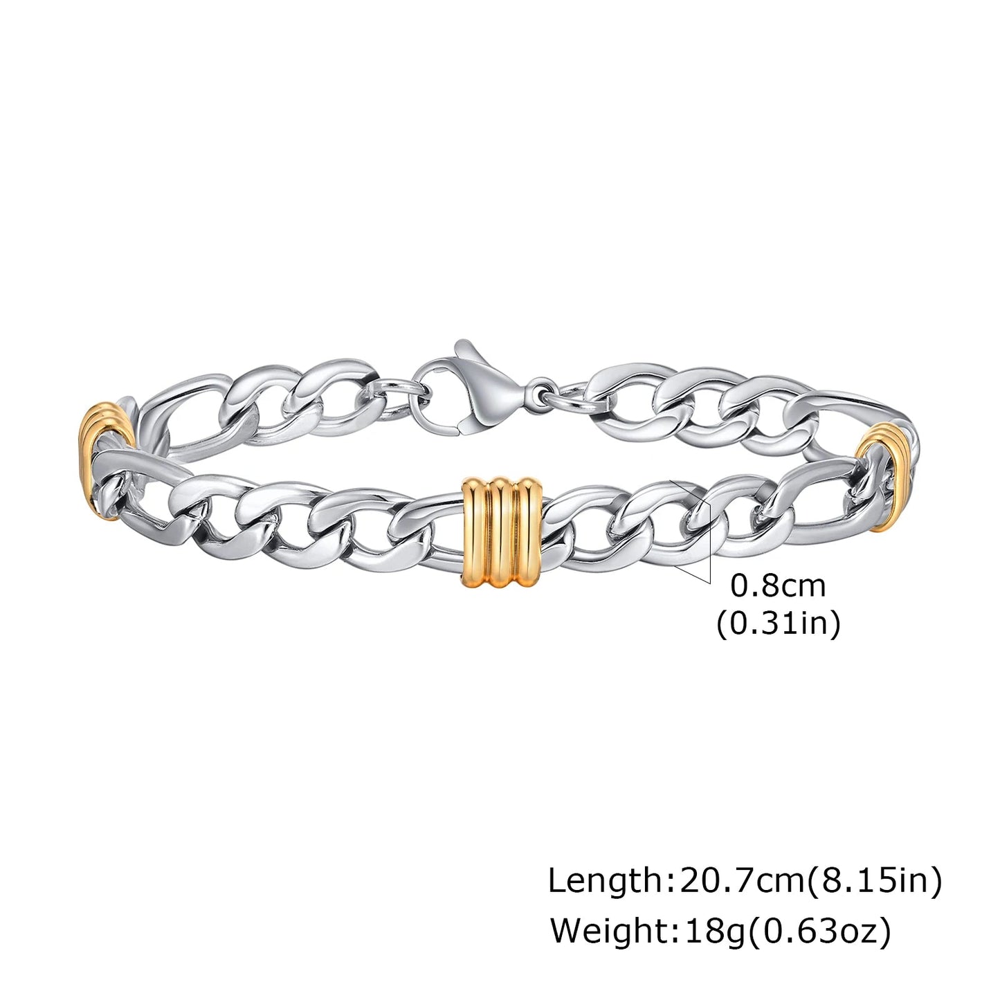 Vnox – Bracelets élégants en chaîne de corde avec breloques en Tubes, Bracelets à maillons cubains simples, bijoux de bracelet tendance en acier inoxydable MAEJORKEN