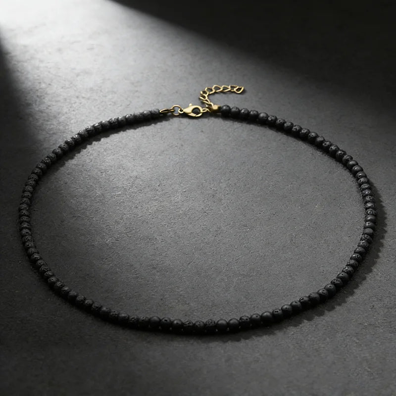 Collier élégant pour hommes, perles de 4mm, guérison, 7 couleurs disponibles, lave réglable, Howlite, obsidienne, court, sport, absorbant la sueur MAEJORKEN
