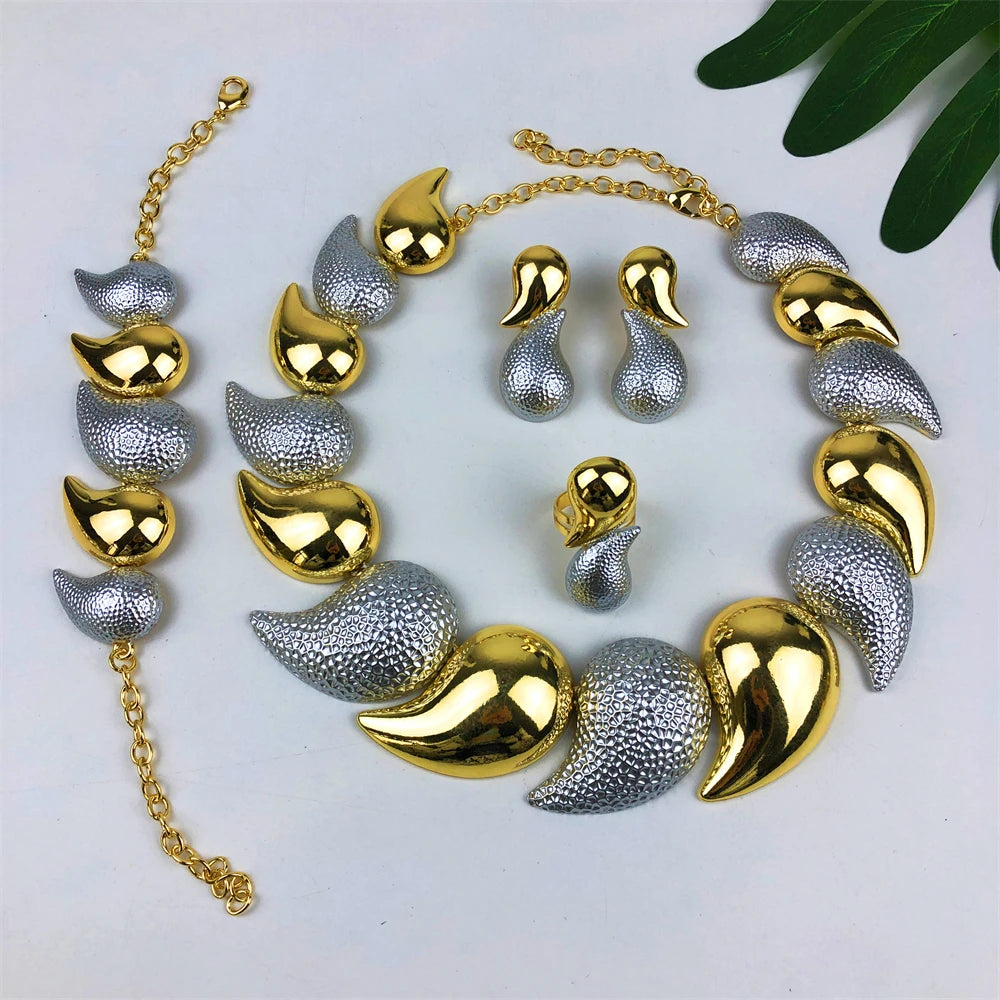 TITI ensemble de bijoux de luxe pour femmes de haute qualité plaqué or 18 carats bijoux de dubaï collier boucle d'oreille bague Bracelet tendance MAEJORKEN