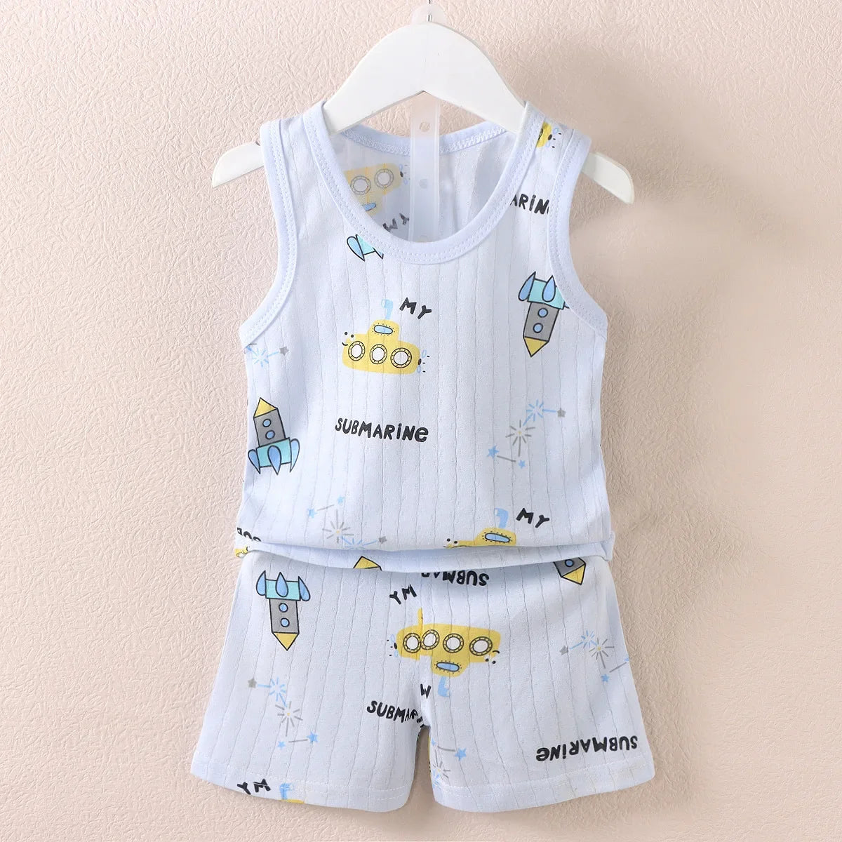 Vêtements pour mères et enfants, en coton imprimé, T-shirt, gilet, hauts et shorts, ensembles pour garçons et filles, mignons et respirants, été MAEJORKEN