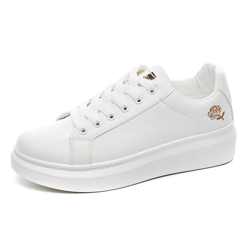 Chaussures De course blanches respirantes à lacets pour femmes, baskets décontractées à fleurs brodées, mode printemps-automne 2023 MAEJORKEN