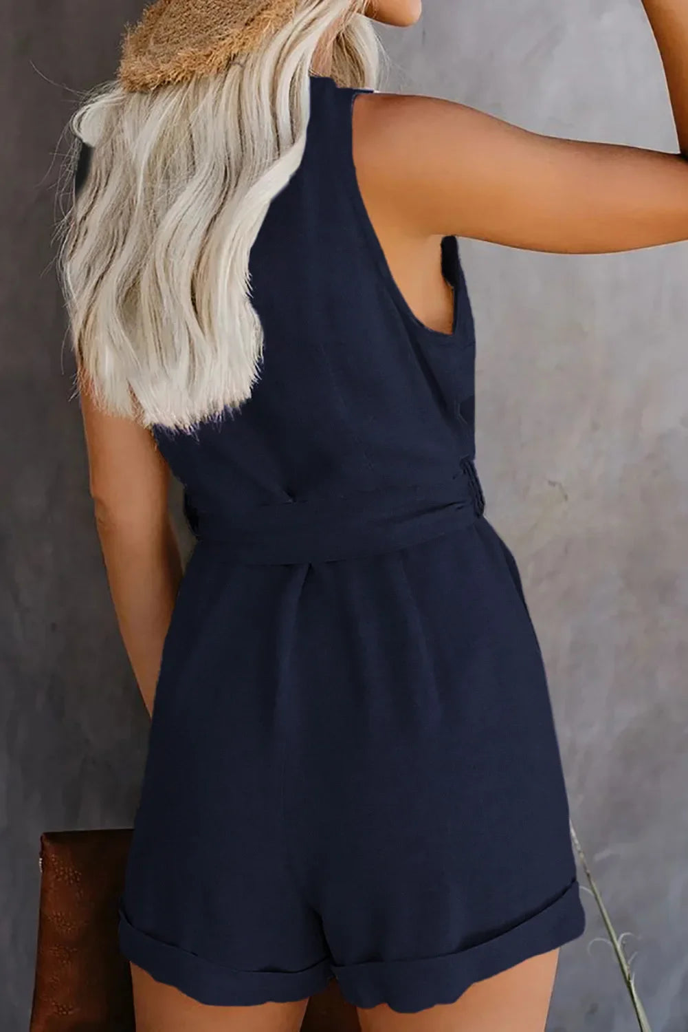 Combinaison monochrome décontractée à col en V pour femmes du S au 3XL MAEJORKEN