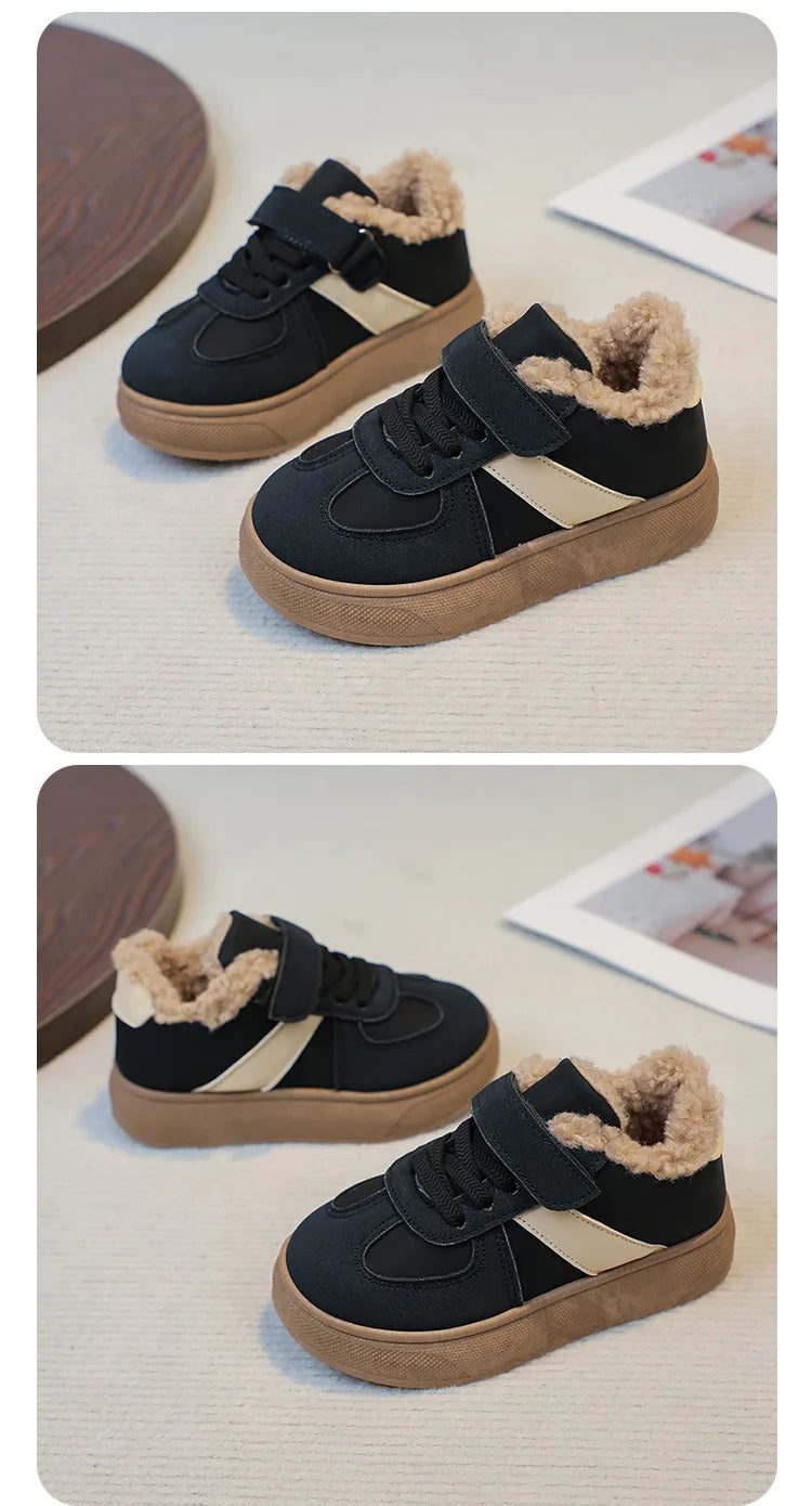 Chaussures chaudes d'hiver pour enfants, baskets en polaire, en coton, imperméables, en laine d'agneau, pour filles, 2025 MAEJORKEN