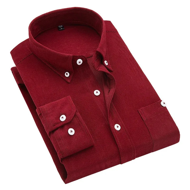 Chemise en velours manche longue rayure homme du M au 5XL