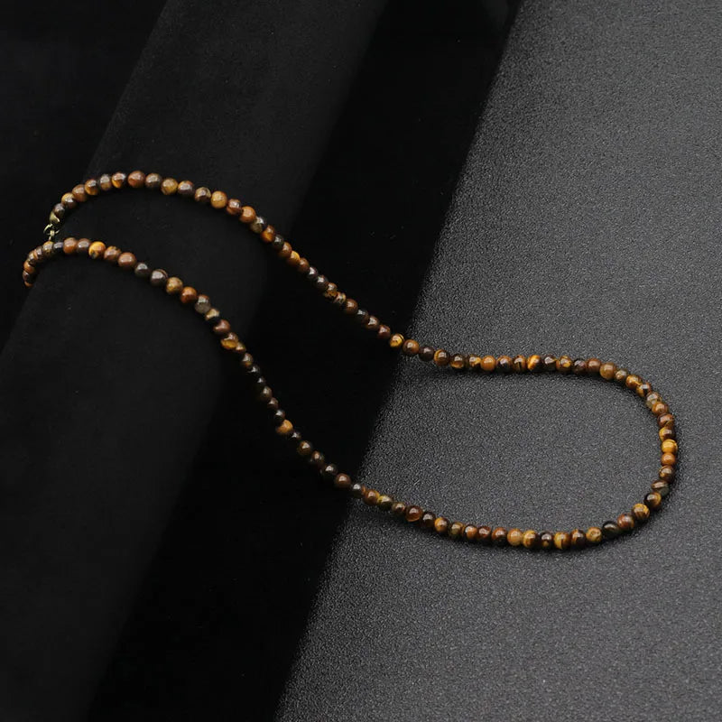 Collier élégant pour hommes, perles de 4mm, guérison, 7 couleurs disponibles, lave réglable, Howlite, obsidienne, court, sport, absorbant la sueur MAEJORKEN