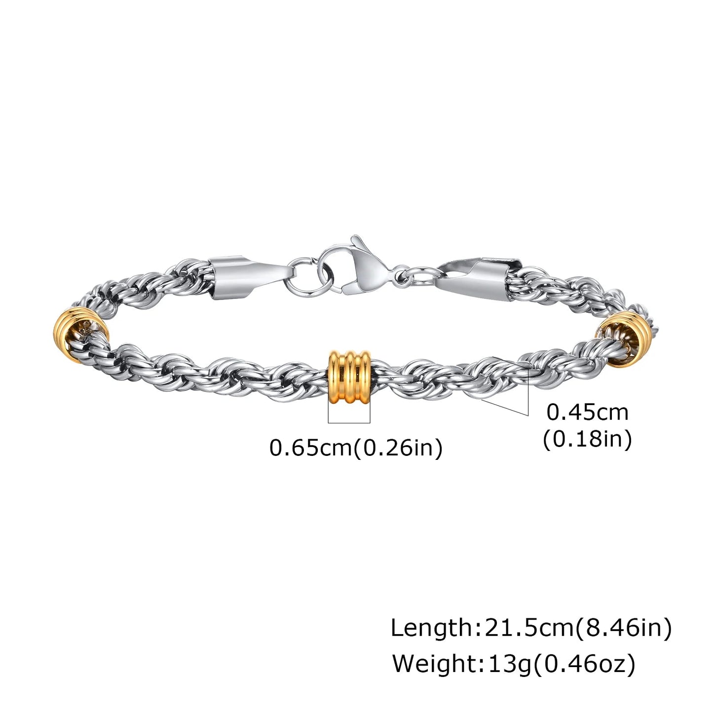 Vnox – Bracelets élégants en chaîne de corde avec breloques en Tubes, Bracelets à maillons cubains simples, bijoux de bracelet tendance en acier inoxydable MAEJORKEN