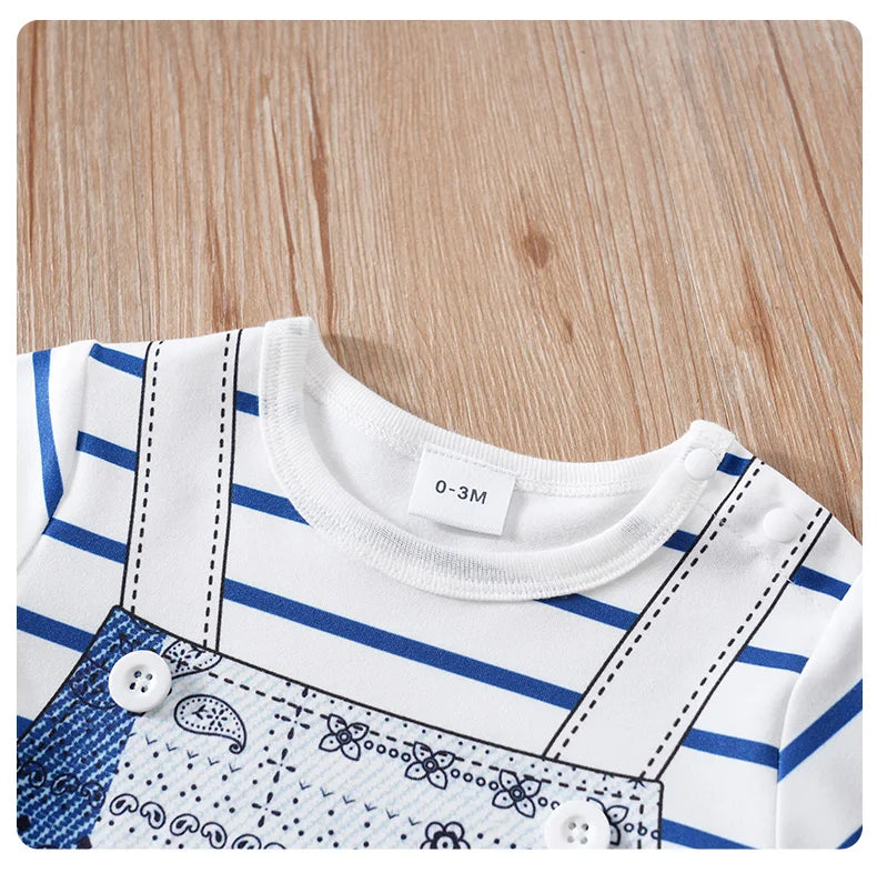 Vêtements de bébé ours de dessin animé mignon pour garçons et filles, fausse sangle initiée, confortable et doux, combinaison d'été à manches courtes, 0-18 MAEJORKEN