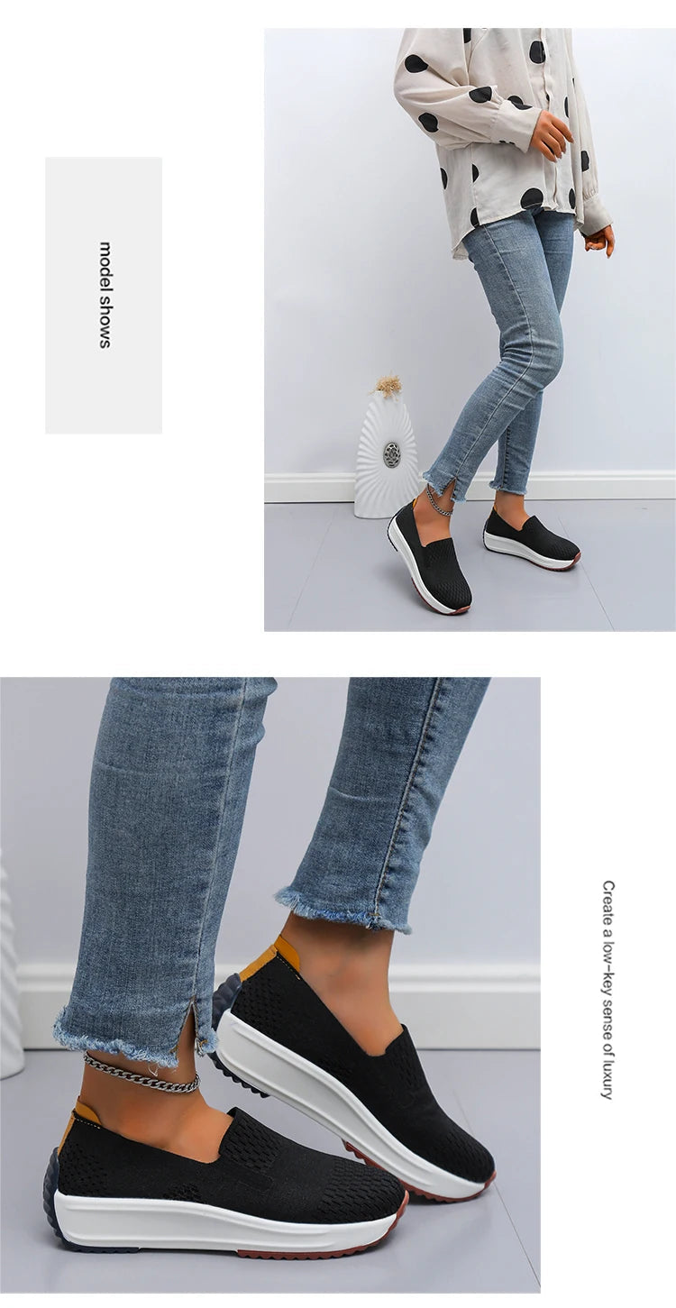 Baskets d'extérieur en maille respirante pour femmes, chaussures plates à enfiler, chaussures de Jogging légères à semelle compensée, mocassins d'été à semelle souple MAEJORKEN