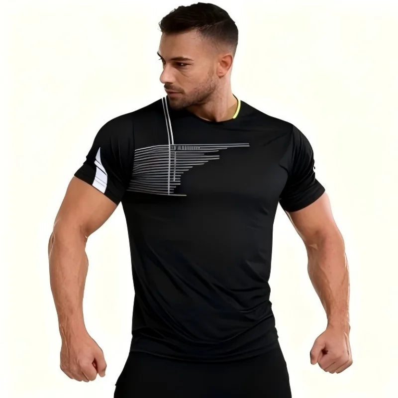 2025 été nouveaux hommes séchage rapide à manches courtes salle de sport course absorbant l'humidité col rond T-shirt entraînement exercice gymnase Sweatsh MAEJORKEN