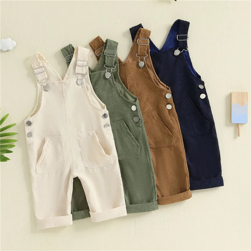 Combinaison pantalon à bretelles unisexe pour bébé de 0 à 24 mois, avec boutons, couleur unie, pour tout-petits garçons et filles MAEJORKEN