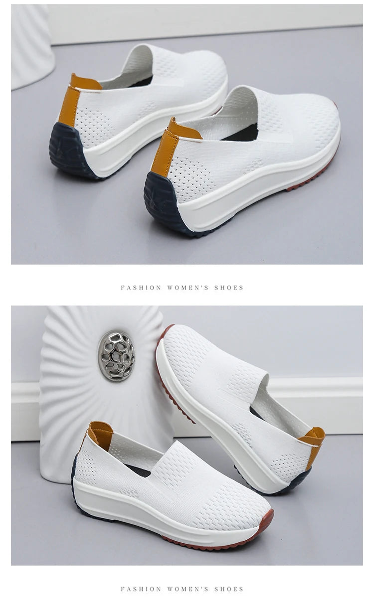 Baskets d'extérieur en maille respirante pour femmes, chaussures plates à enfiler, chaussures de Jogging légères à semelle compensée, mocassins d'été à semelle souple MAEJORKEN