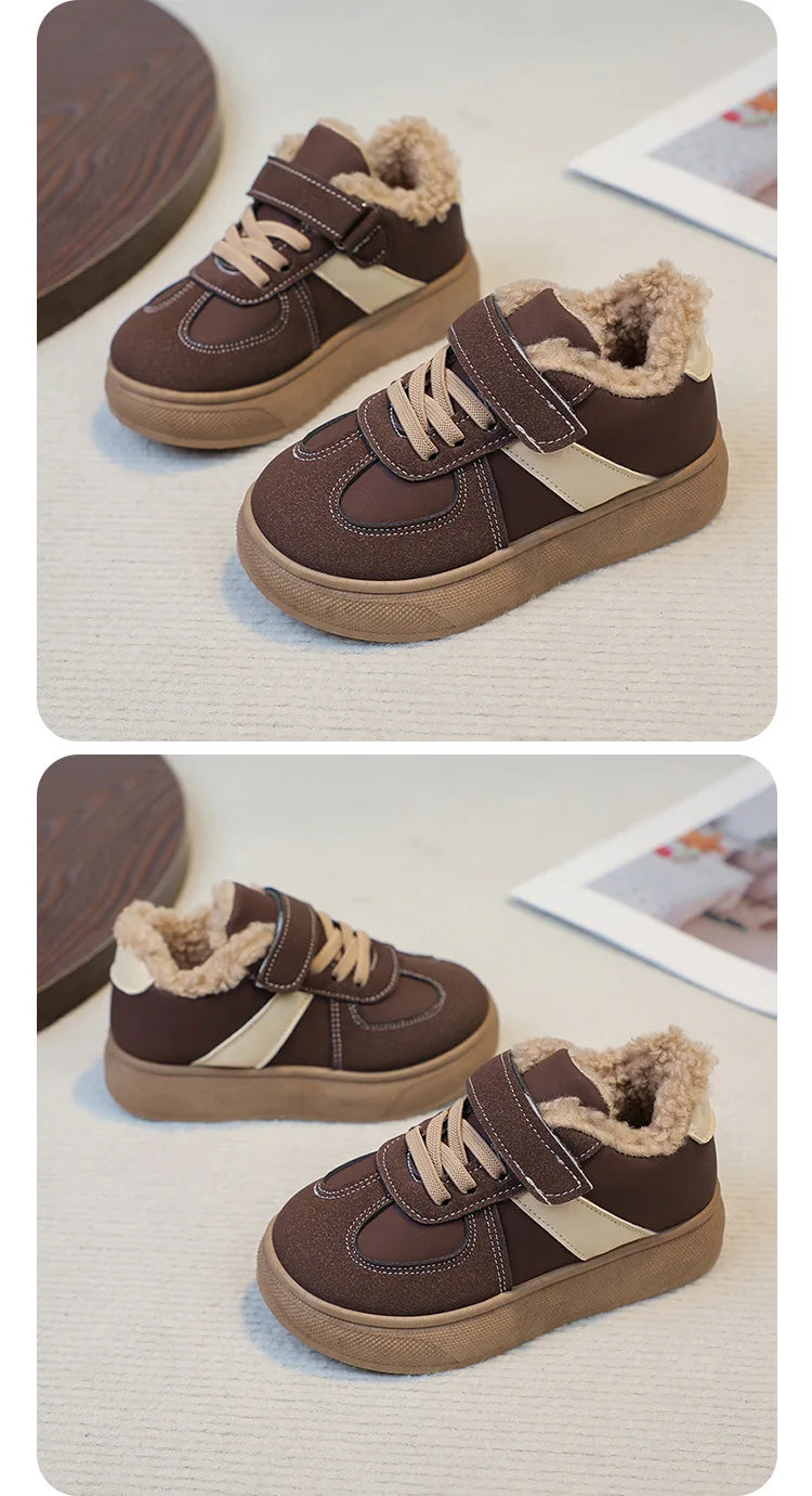 Chaussures chaudes d'hiver pour enfants, baskets en polaire, en coton, imperméables, en laine d'agneau, pour filles, 2025 MAEJORKEN