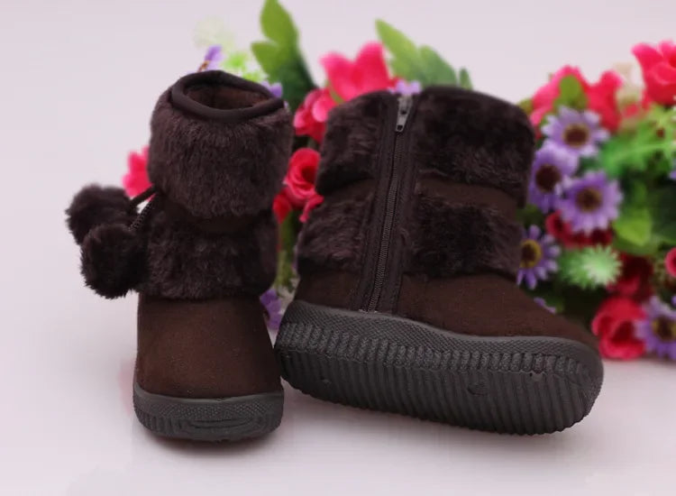 Bottes de neige pour filles, confortables, épaisses et chaudes, pour enfants, boule épaisse, mignonnes, chaussures de princesse, automne, 2023 MAEJORKEN