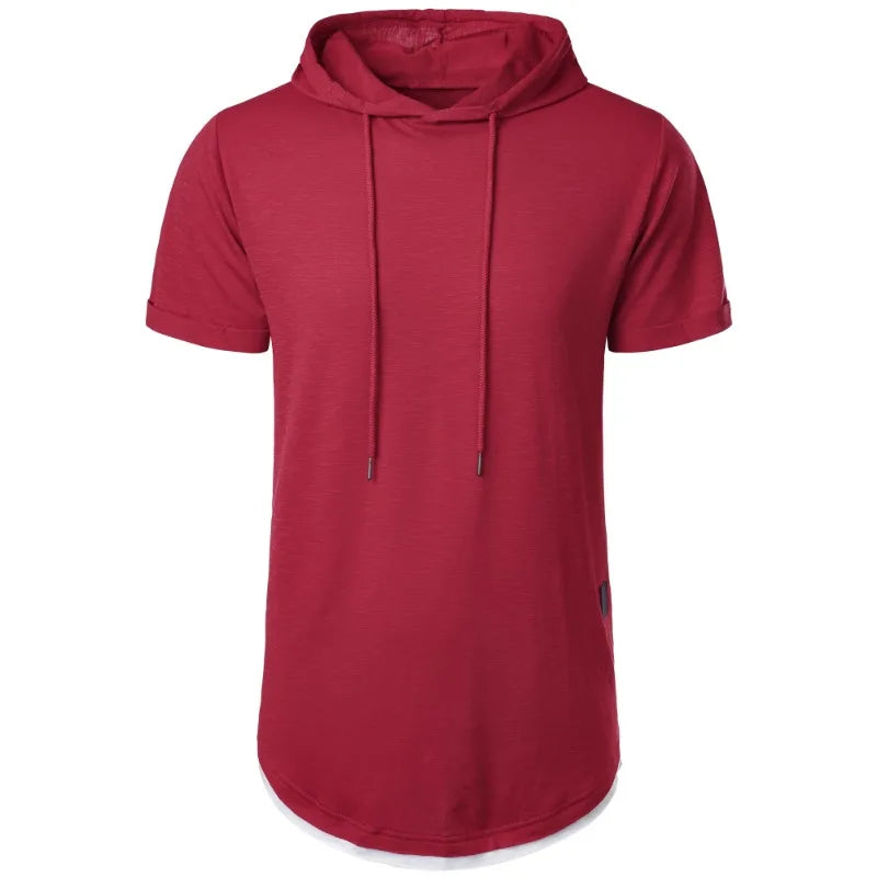 Sweat-shirt à capuche d'été pour hommes, T-shirt ample à manches courtes, couleur unie, léger, Fitness, col respirant, hauts MAEJORKEN