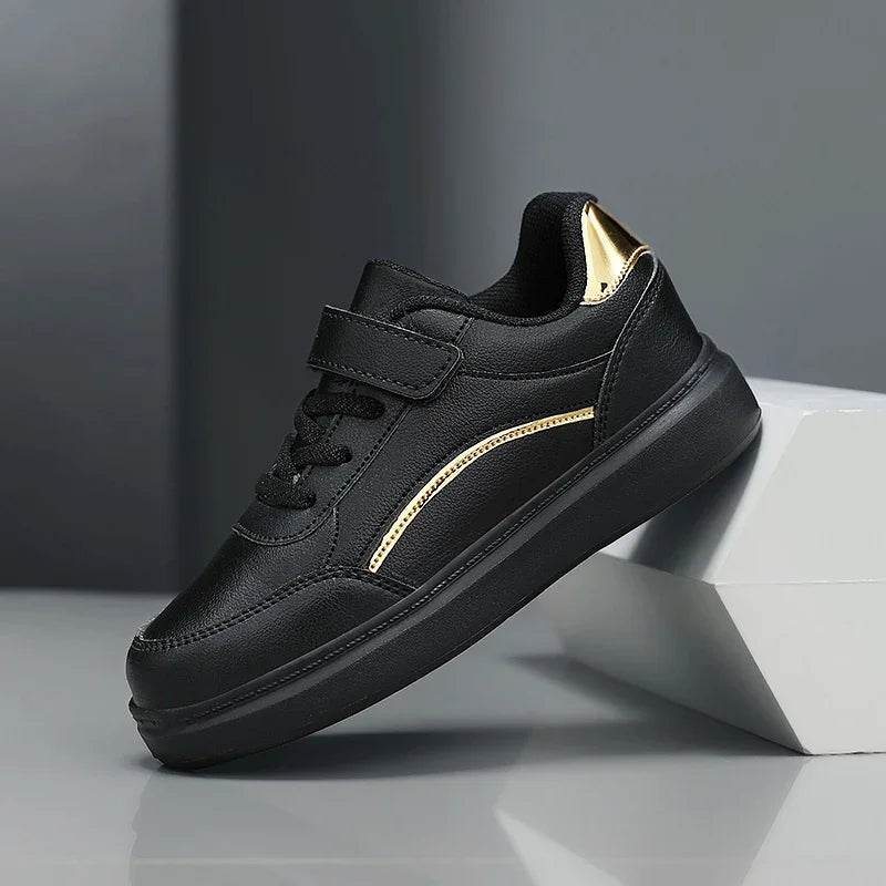 Baskets blanches en cuir PU pour enfants, chaussures de sport décontractées pour garçons, chaussures de Skate d'école de luxe, baskets de Tennis d'automne pour garçons MAEJORKEN