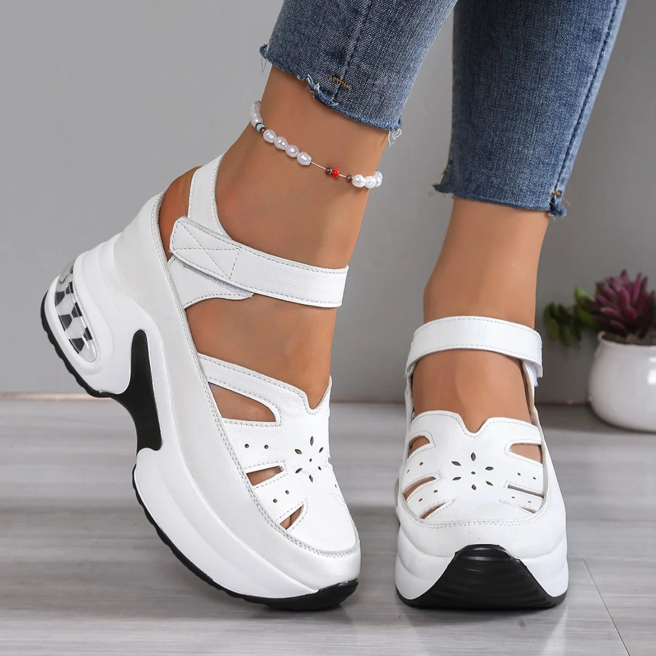 Sandales d'été à bout fermé pour femmes, chaussures décontractées, grande taille, ajourées, légères, confortables, à plateforme, nouvelle collection MAEJORKEN