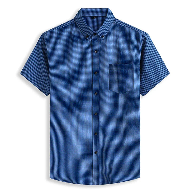 Chemises à carreaux confortables manches courtes, pur coton grande taille du M au 8XL