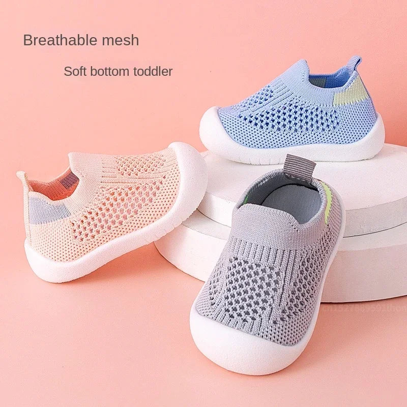 Printemps été enfant en bas âge chaussures respirant tricoté enfants baskets garçons sans lacet chaussures de Tennis filles doux antidérapant école chaussures décontractées MAEJORKEN