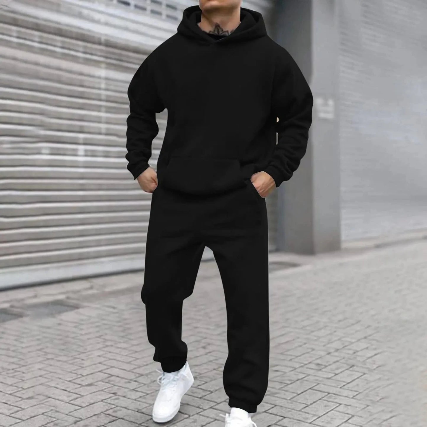 Ensemble sweat-shirt et pantalon à capuche pour hommes, Style Simple, couleur unie, derniers produits d'automne et d'hiver, ensembles de Collection de vêtements de rue MAEJORKEN