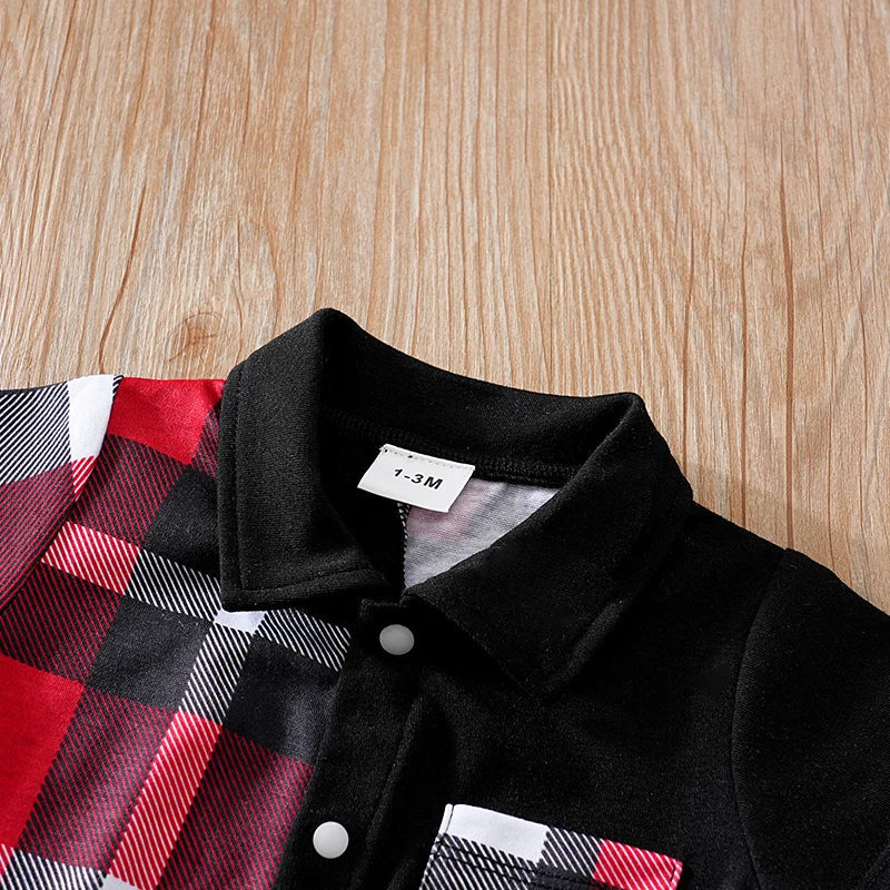 Polo à carreaux en Patchwork pour nouveau-né, vêtements confortables et doux pour garçons et filles, combinaison d'été à manches courtes pour bébé MAEJORKEN