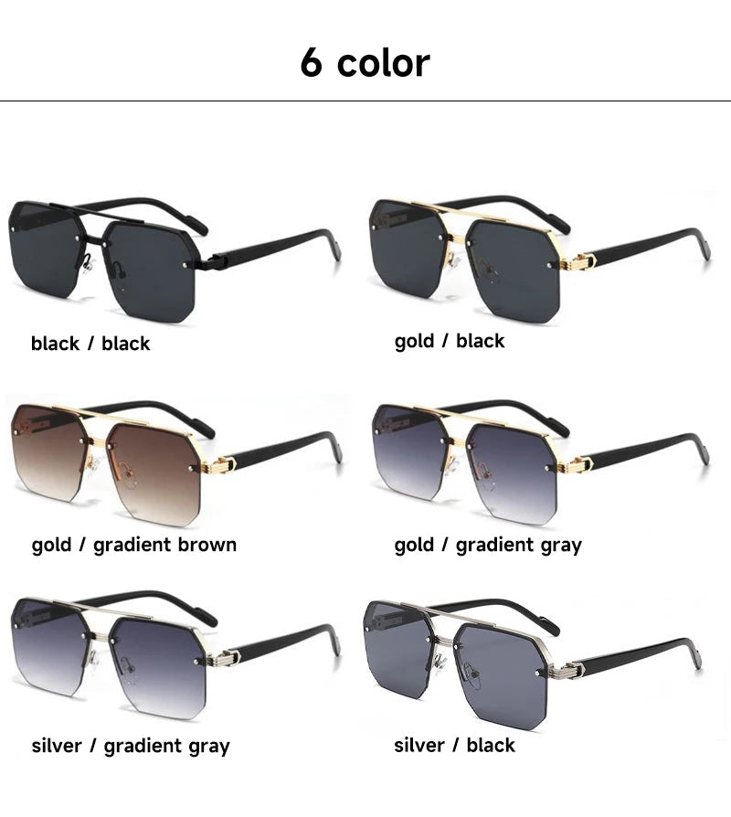 Lunettes de soleil sans monture pour hommes, de haute qualité, UV400, carrées, Double pont MAEJORKEN