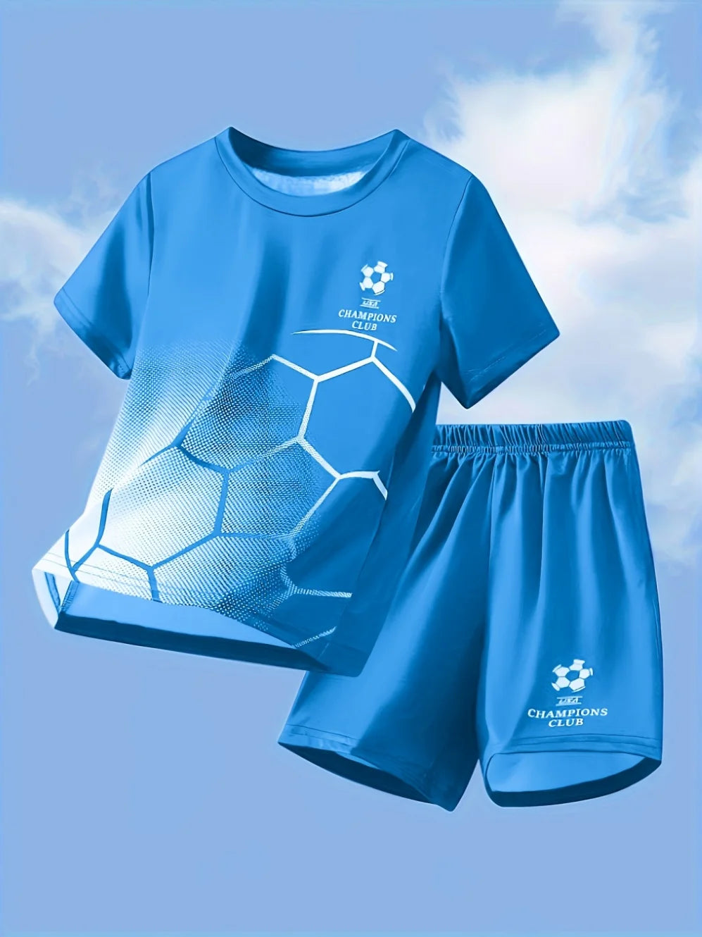 Vêtements pour enfants, ensemble décontracté à imprimé football, col rond, manches courtes et short, ensemble sportif d'été pour garçons, basketball, football MAEJORKEN
