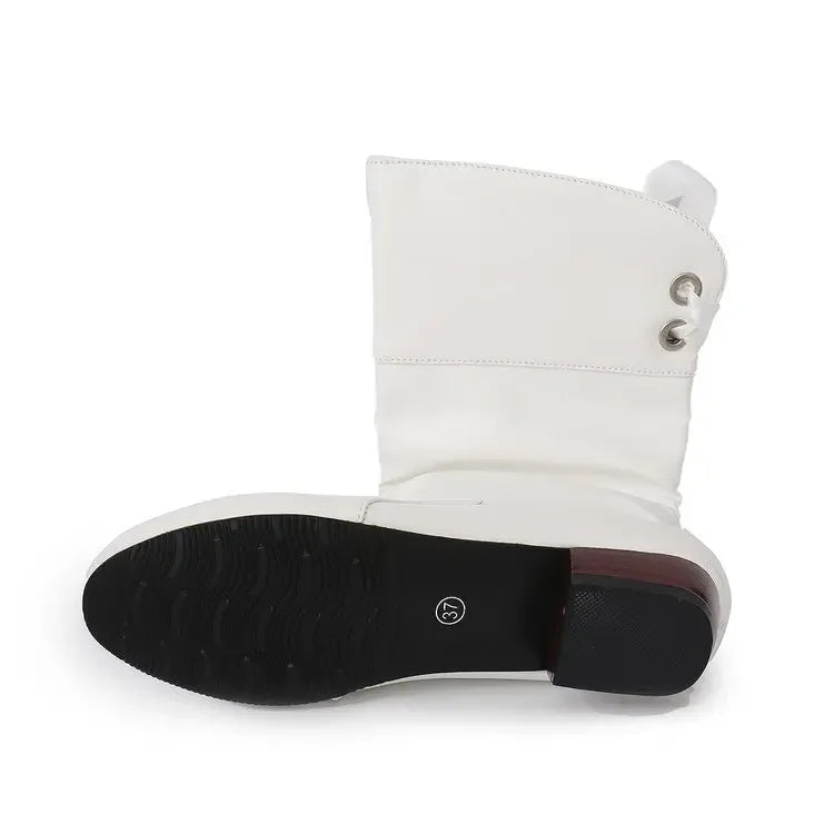 Chaussures pour femmes 2025 printemps genou bottes hautes rouge noir blanc bottes hautes femme plissé talon bas décontracté en cuir femme chaussures longues MAEJORKEN
