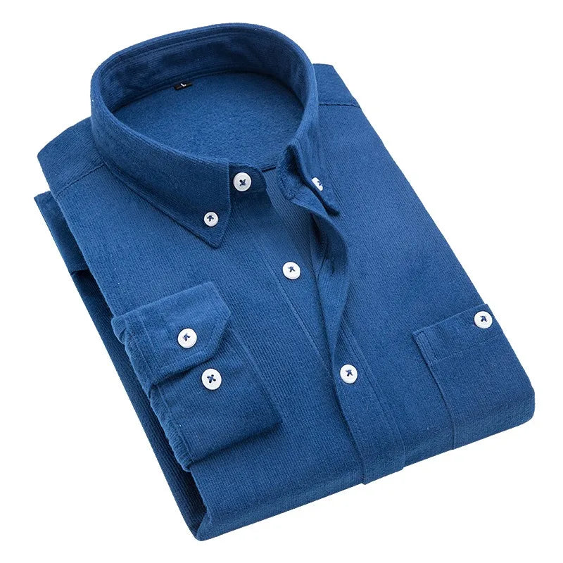 Chemise en velours manche longue rayure homme du M au 5XL